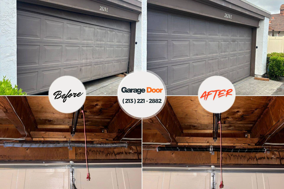 Before and after: garage door repair Gurdon, AR